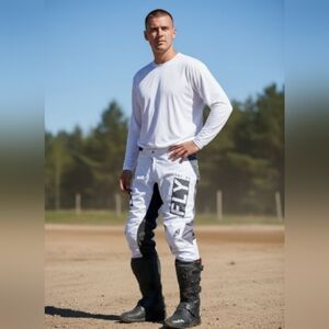 Fly Racing Lite Hydrogen Racing White, Gray and Black Lightweight Pants. Sz. 36.